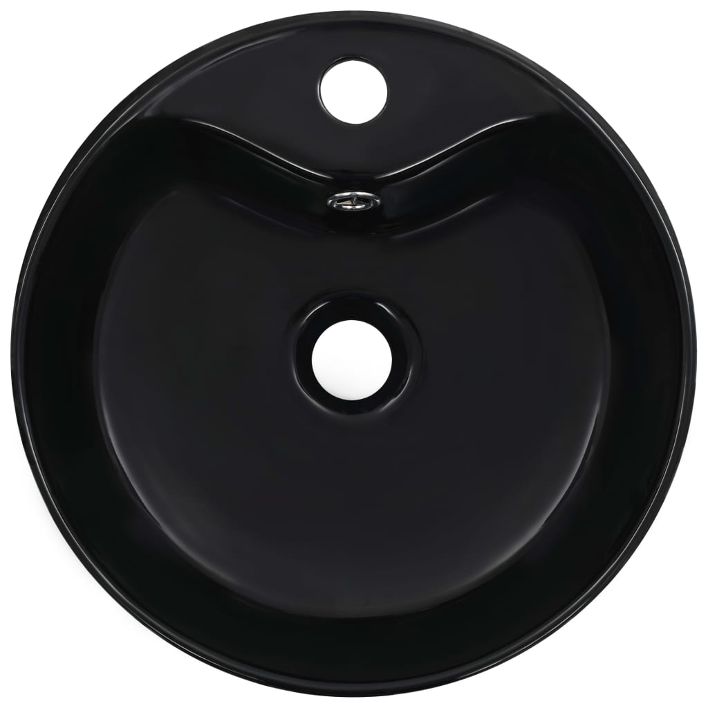 vidaXL Umivaonik sa zaštitom od prelijevanja 36 x 13 cm keramički crni