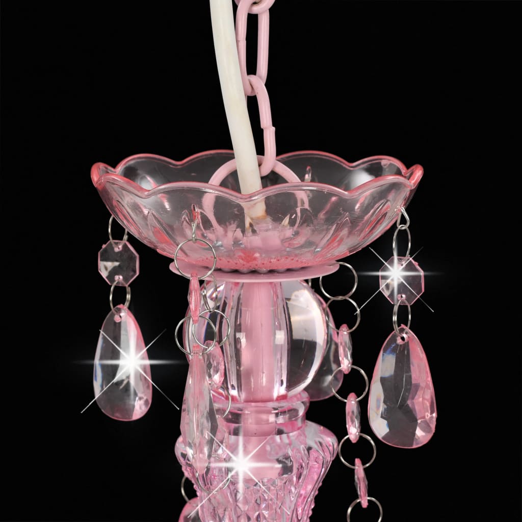 vidaXL Luster s perlama ružičasti okrugli 3 x E14