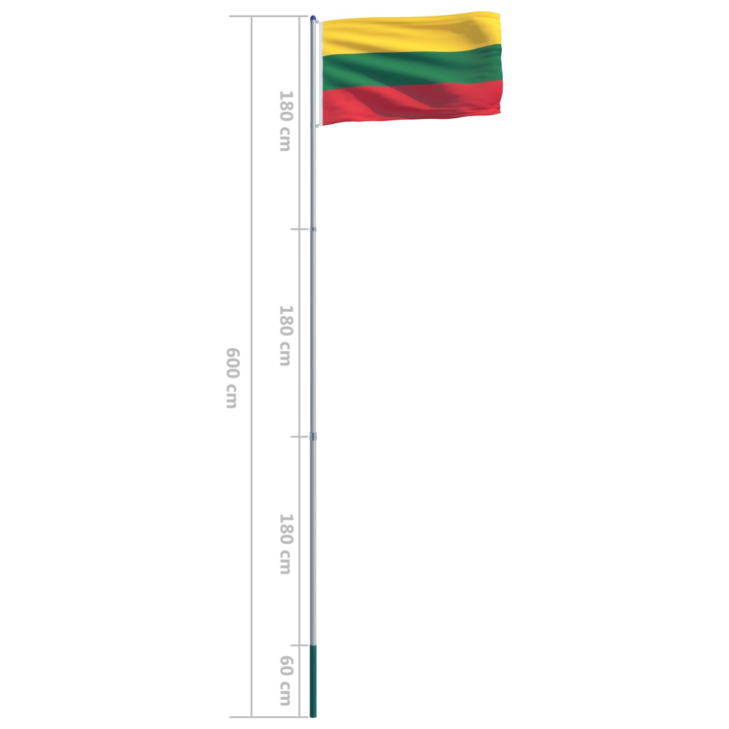 vidaXL Litavska zastava s aluminijskim stupom 6 m