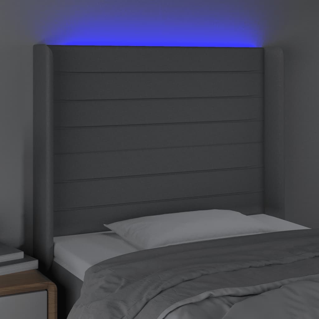 vidaXL LED uzglavlje svjetlosivo 93 x 16 x 118/128 cm od tkanine