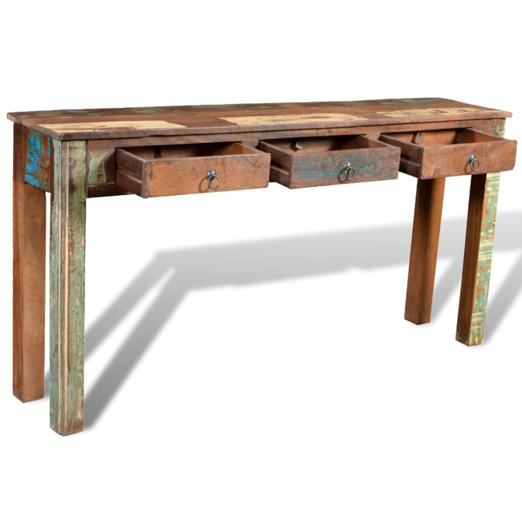 vidaXL Konzolni stol s 3 ladice od obnovljenog drva