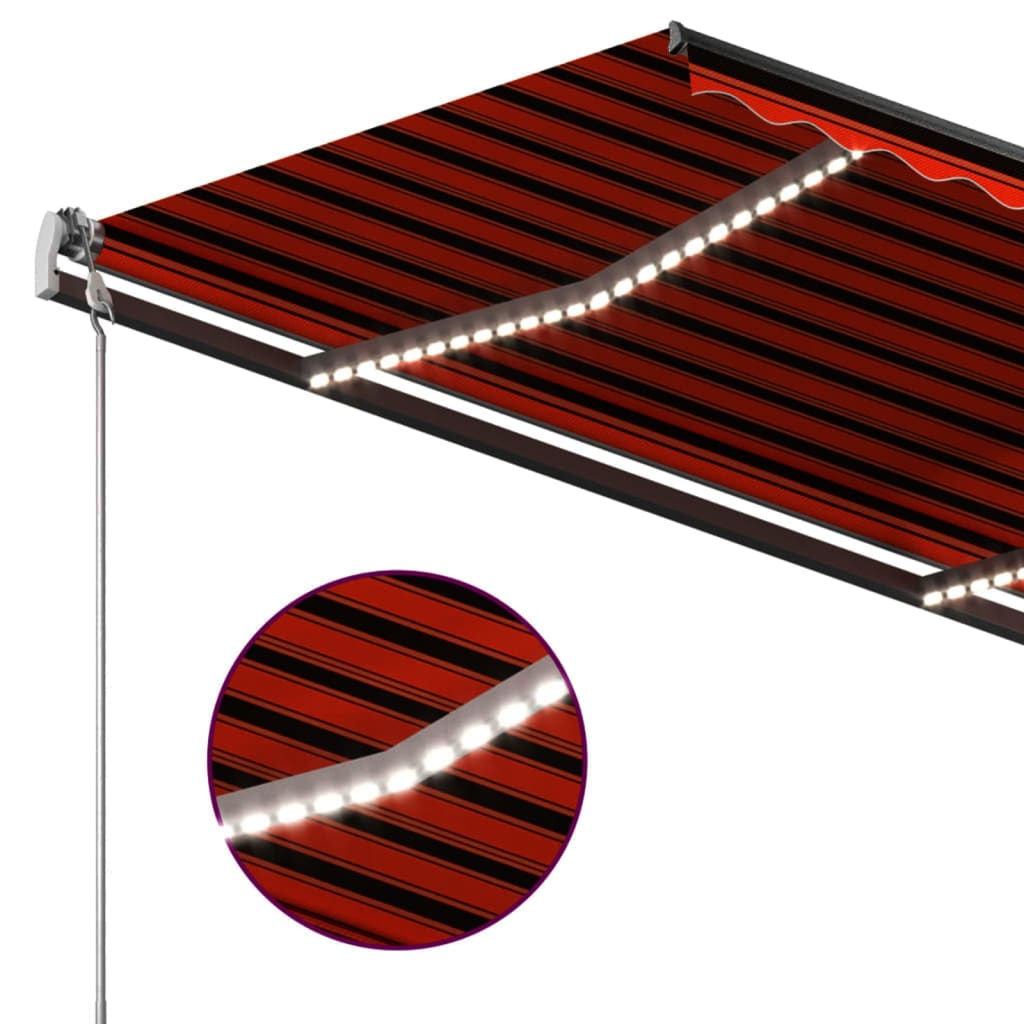 vidaXL Automatska tenda sa senzorom LED 3 x 2,5 m narančasto-smeđa