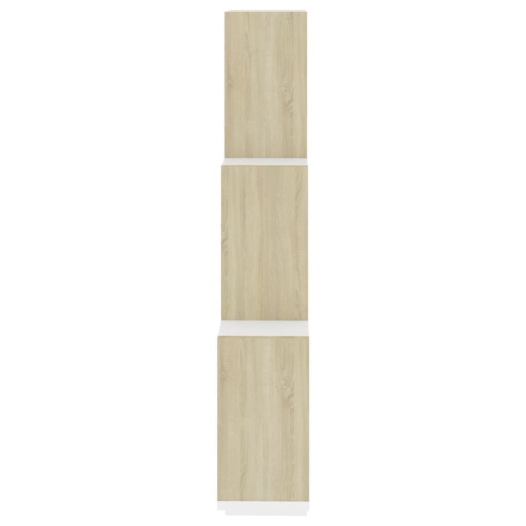 vidaXL Kockaste zidne police bijele i boja hrasta 78x15x93 cm drvene
