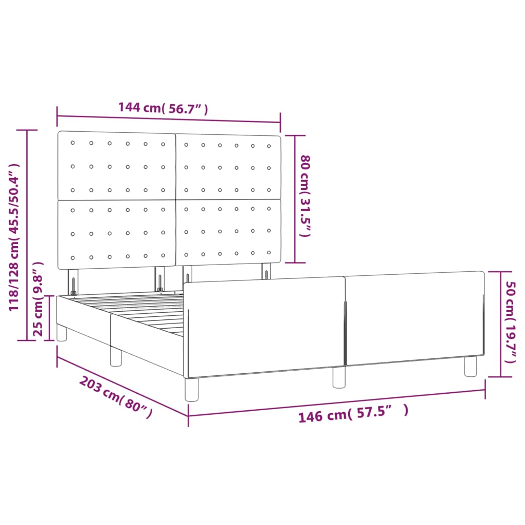 vidaXL Okvir za krevet s uzglavljem tamnoplavi 140x200 cm baršunasti