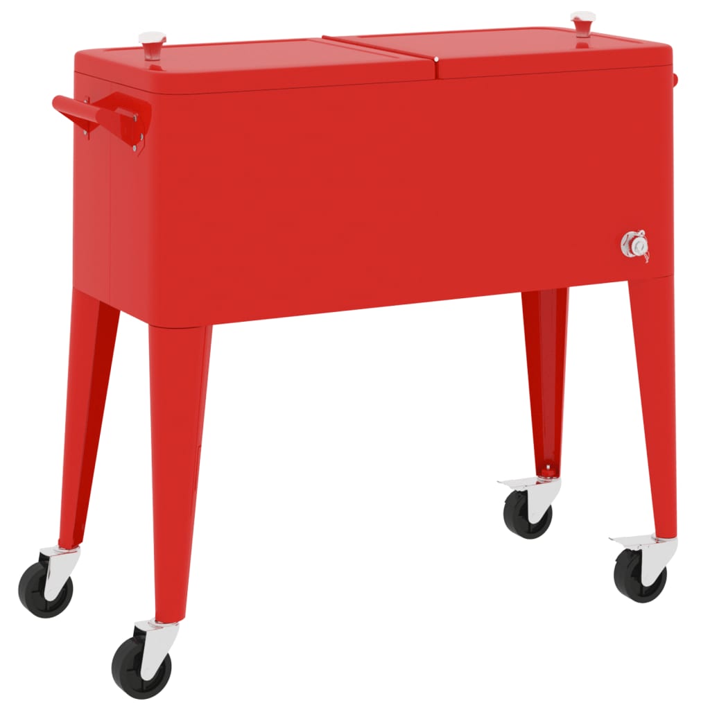 vidaXL Rashladna kolica s kotačima crvena 92 x 43 x 89 cm