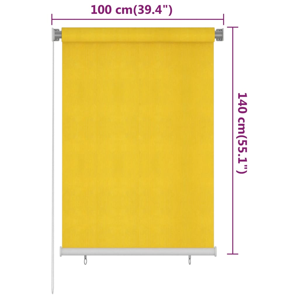vidaXL Vanjska roleta za zamračivanje 100 x 140 cm žuta HDPE