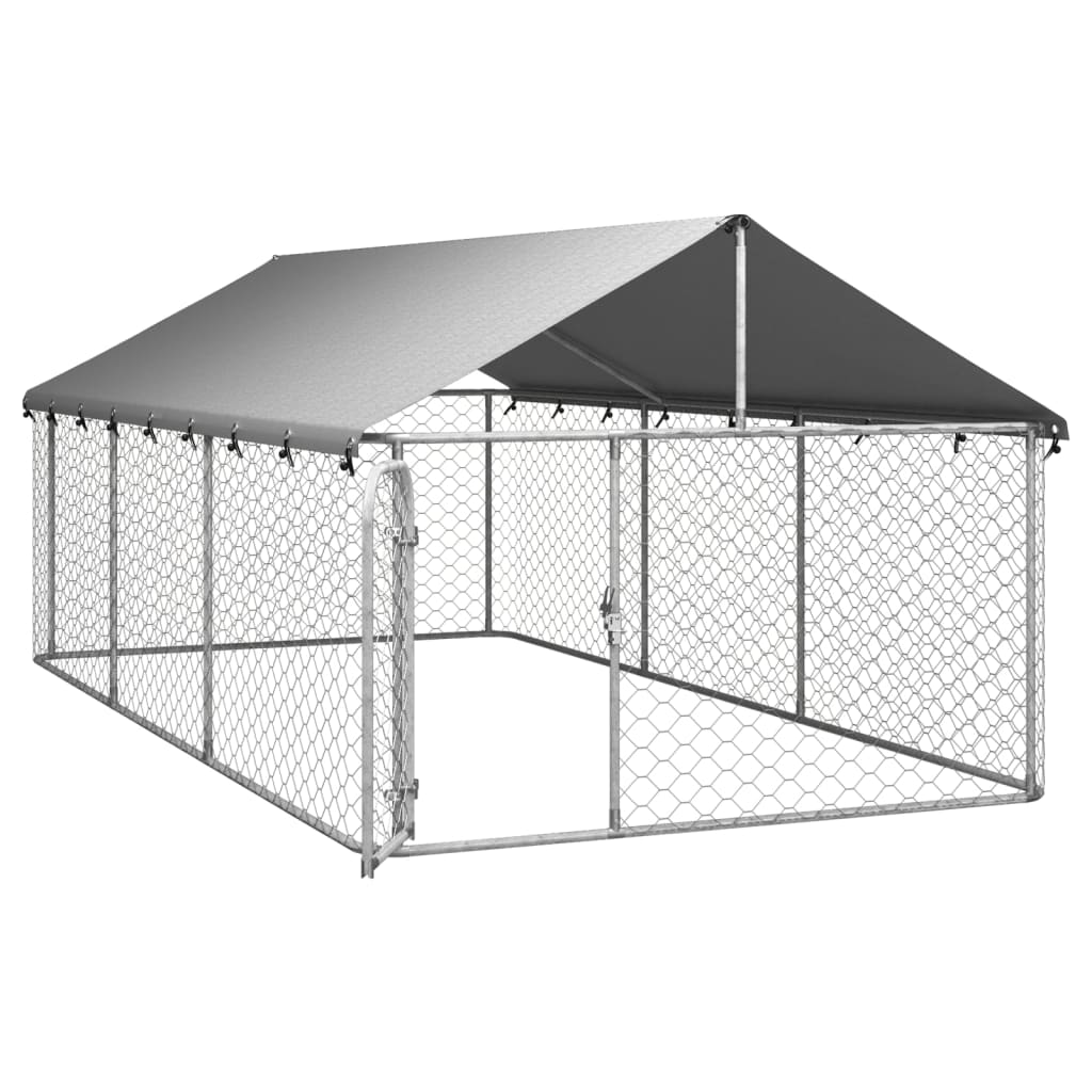vidaXL Vanjski kavez za pse s krovom 400 x 200 x 150 cm