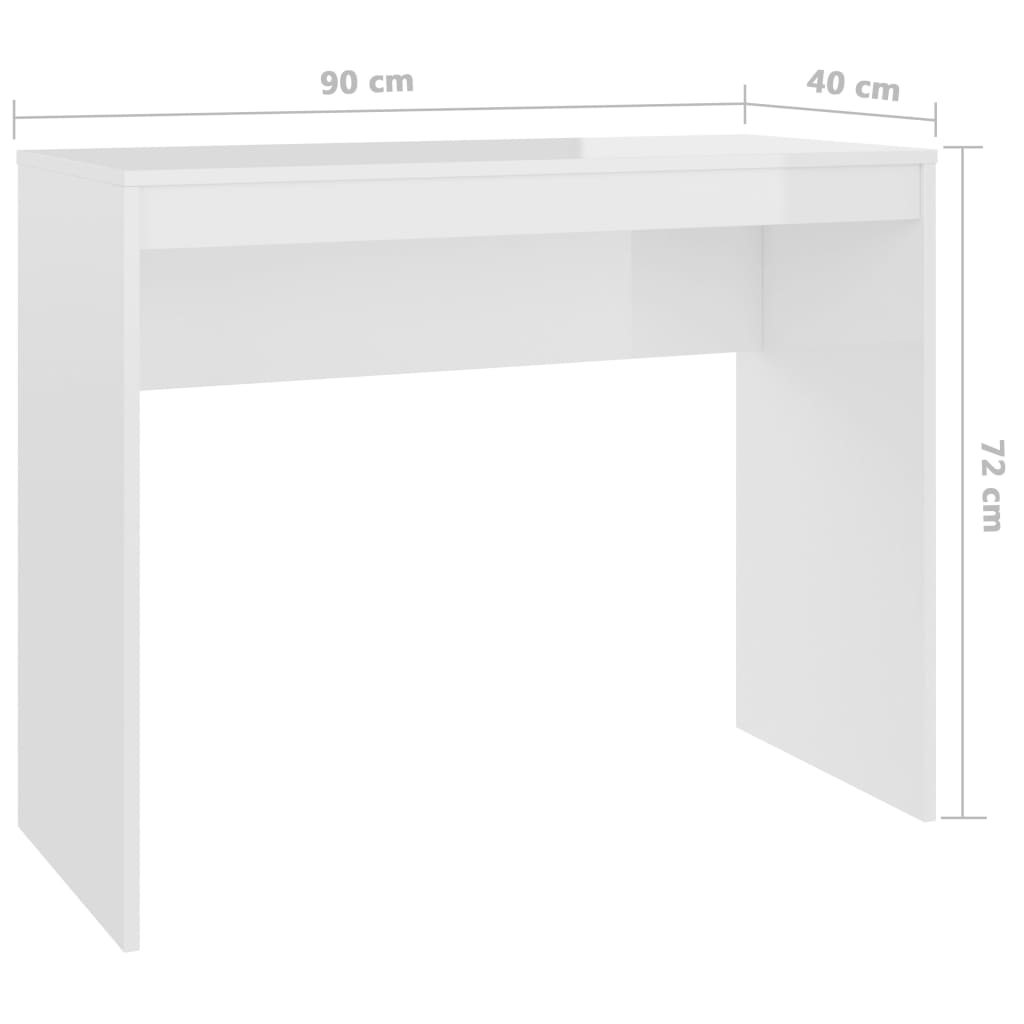 vidaXL Radni stol visoki sjaj bijeli 90 x 40 x 72 cm konstruirano drvo