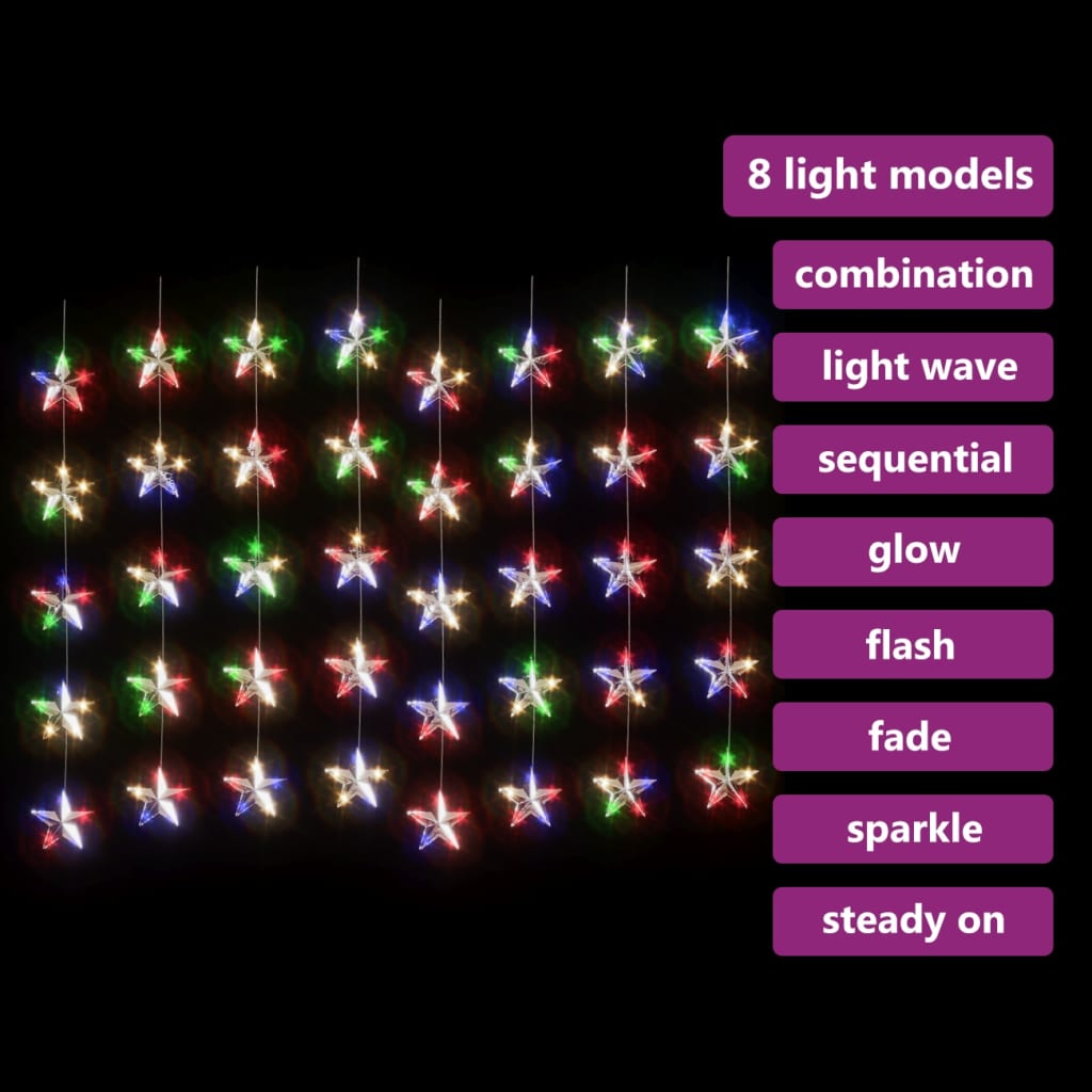 vidaXL LED vilinska zavjesa sa zvijezdama 200 LED šarene 8 funkcija