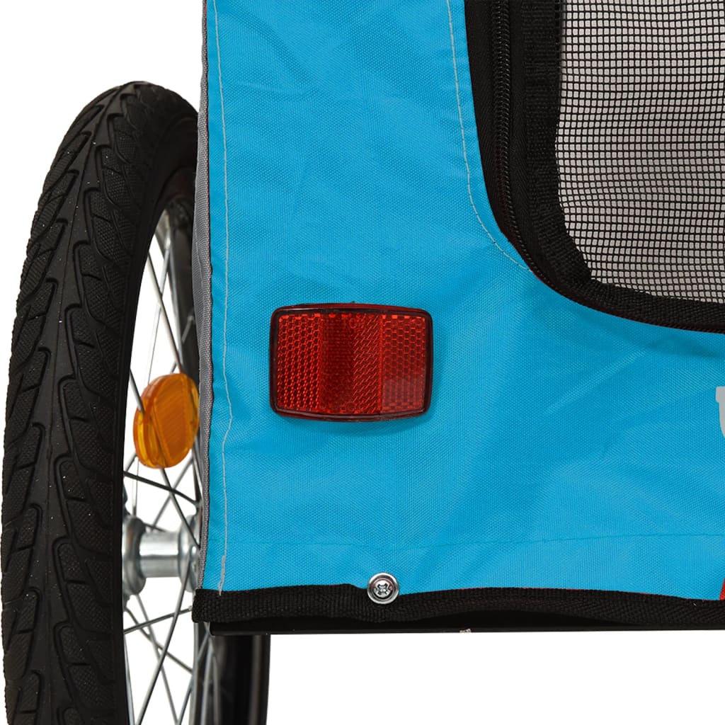 vidaXL Prikolica za bicikl za ljubimce plavo-siva od tkanine i željeza