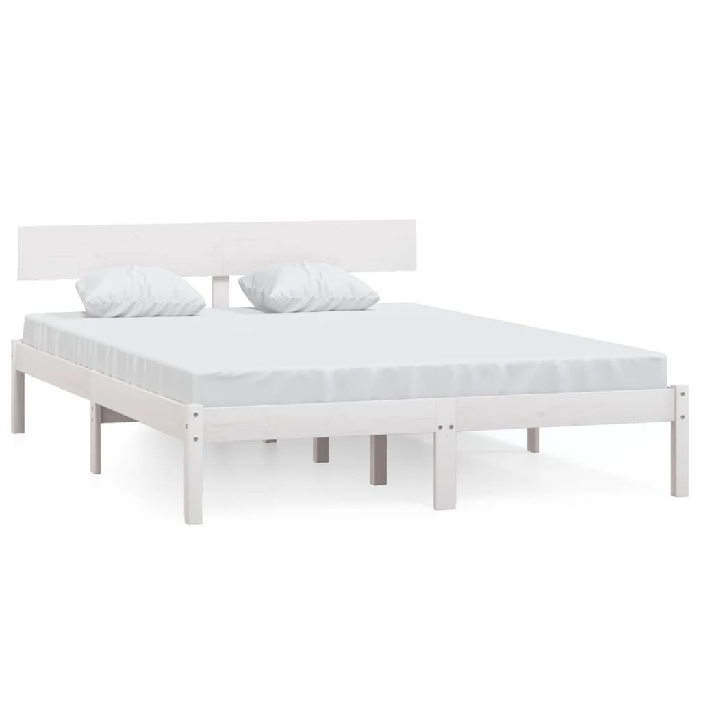 vidaXL Okvir za krevet masivna borovina bijeli 135x190 cm bračni