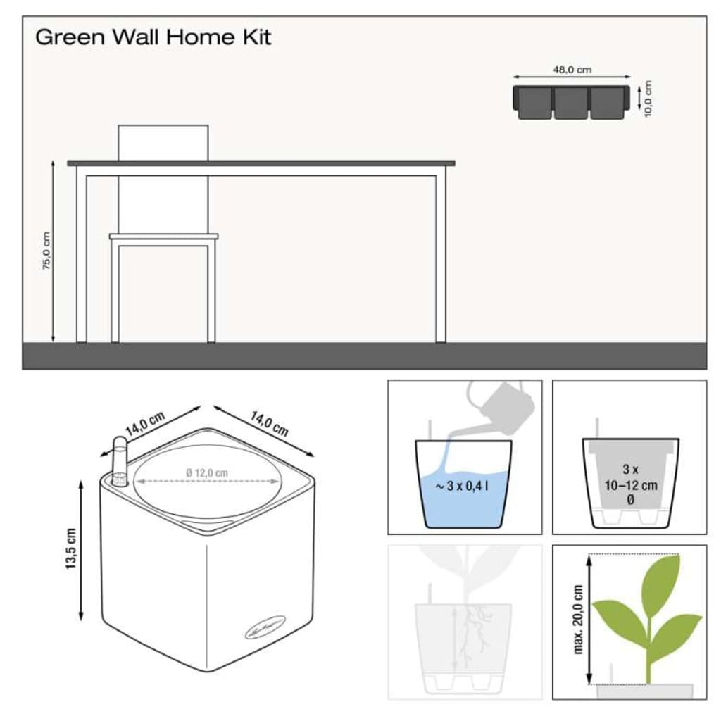 LECHUZA posude za sadnju 3 kom Green Wall Home Kit bijele