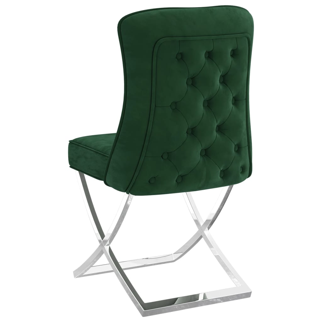 vidaXL Blagovaonska stolica tamnozelena 53x52x98 cm baršun i čelik