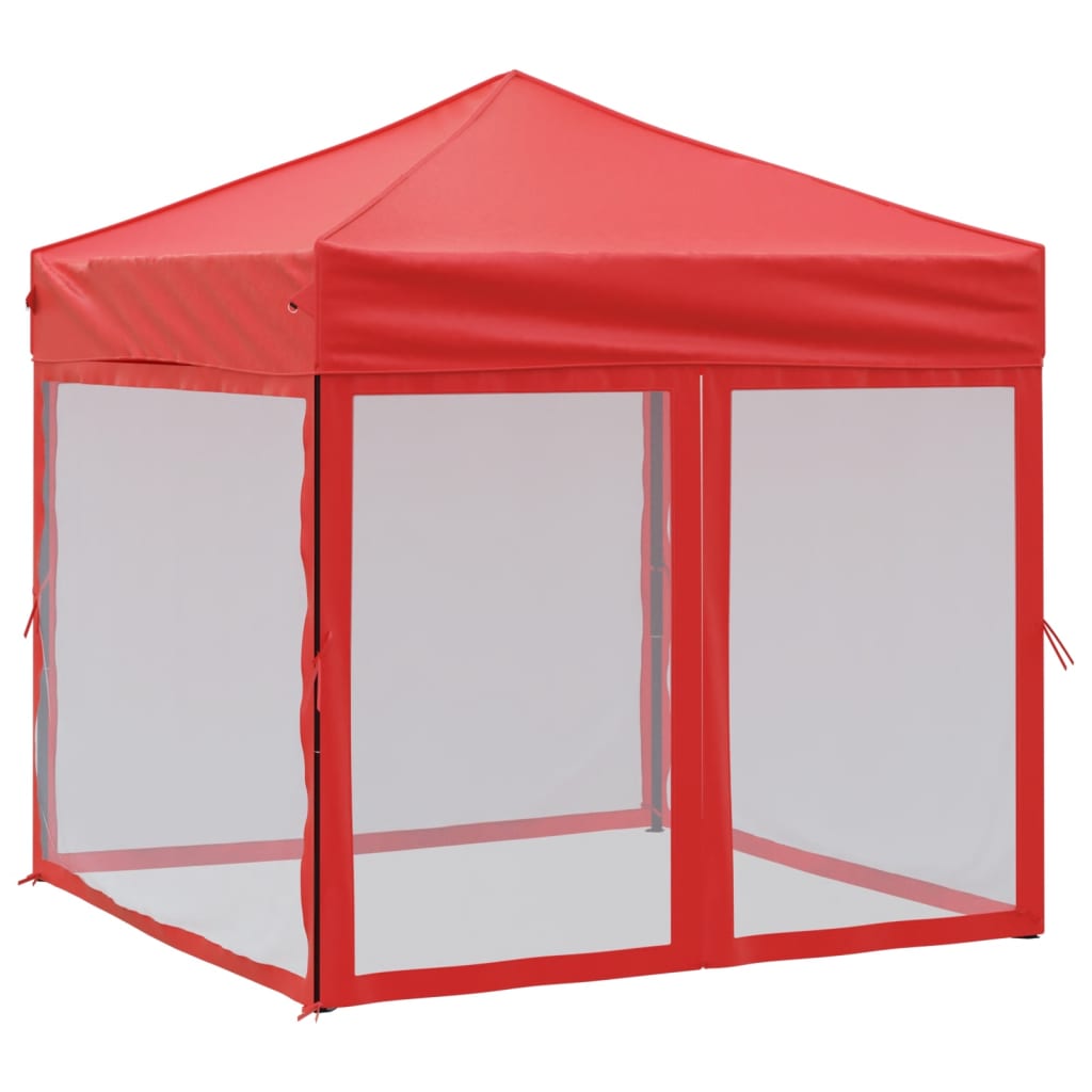 vidaXL Sklopivi šator za zabave s bočnim zidovima 2 x 2 m crveni