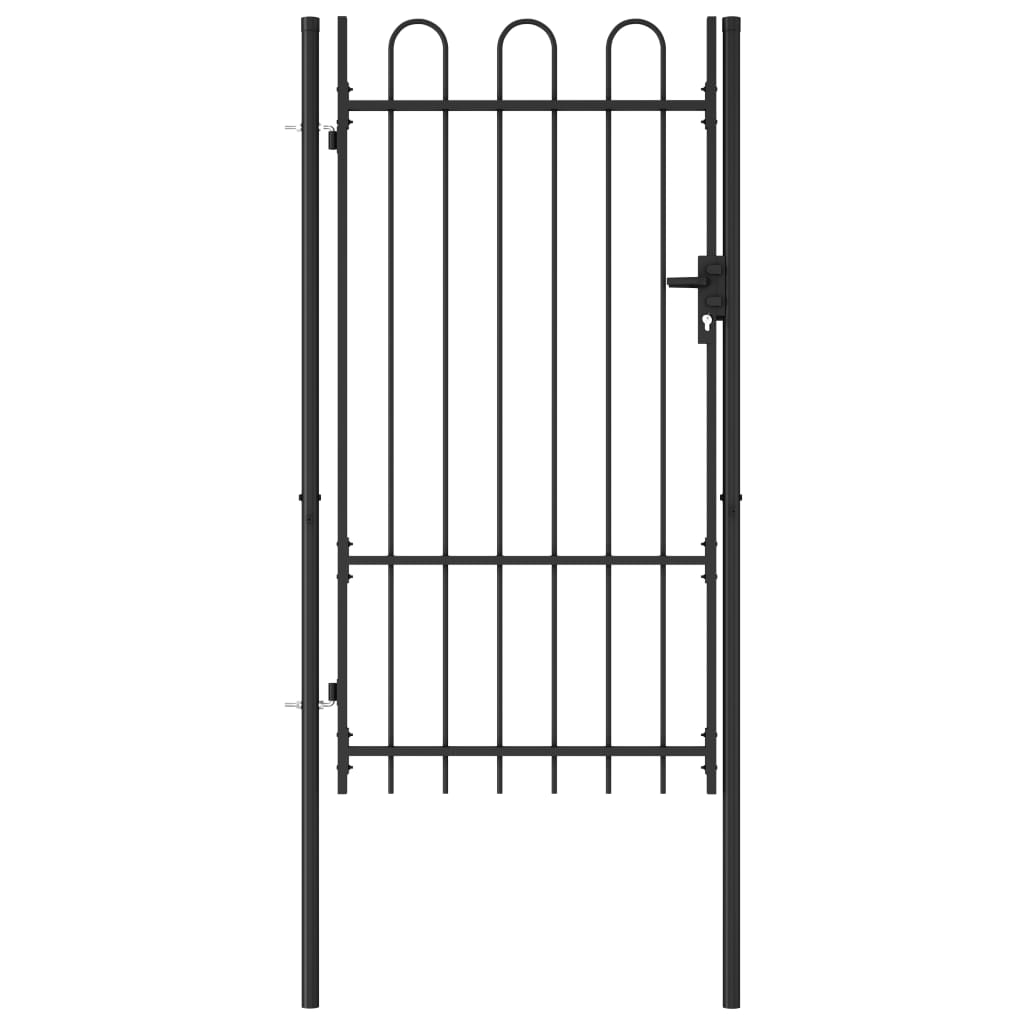 vidaXL Jednostruka vrata za ogradu s lučnim vrhom 1x1,75 m čelik crna