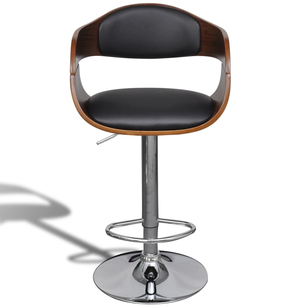 vidaXL Barska stolica od zaobljenog drva i umjetne kože