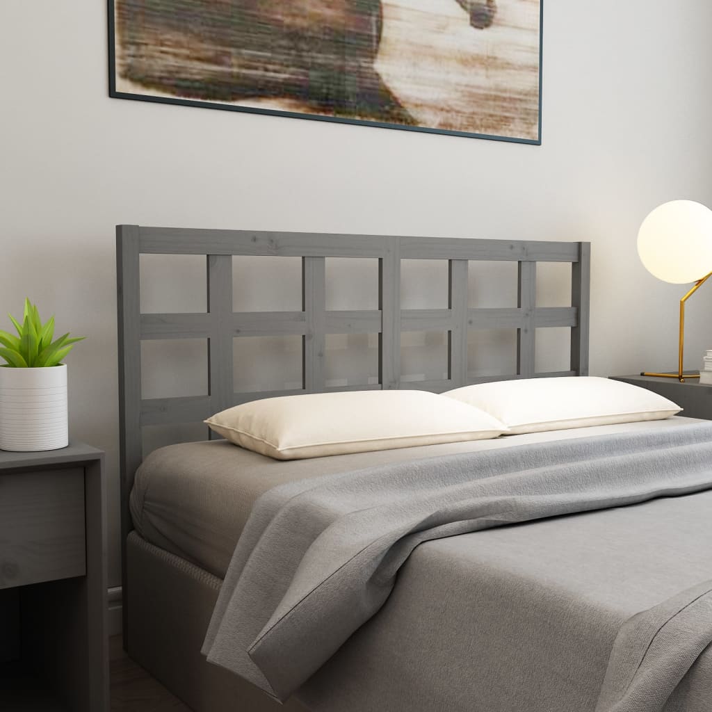 vidaXL Uzglavlje za krevet sivo 156 x 4 x 100 cm od masivne borovine