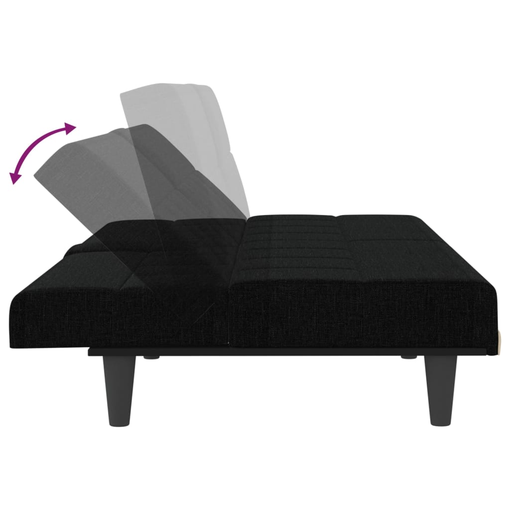 vidaXL Kauč na razvlačenje s držačima za čaše crni od tkanine