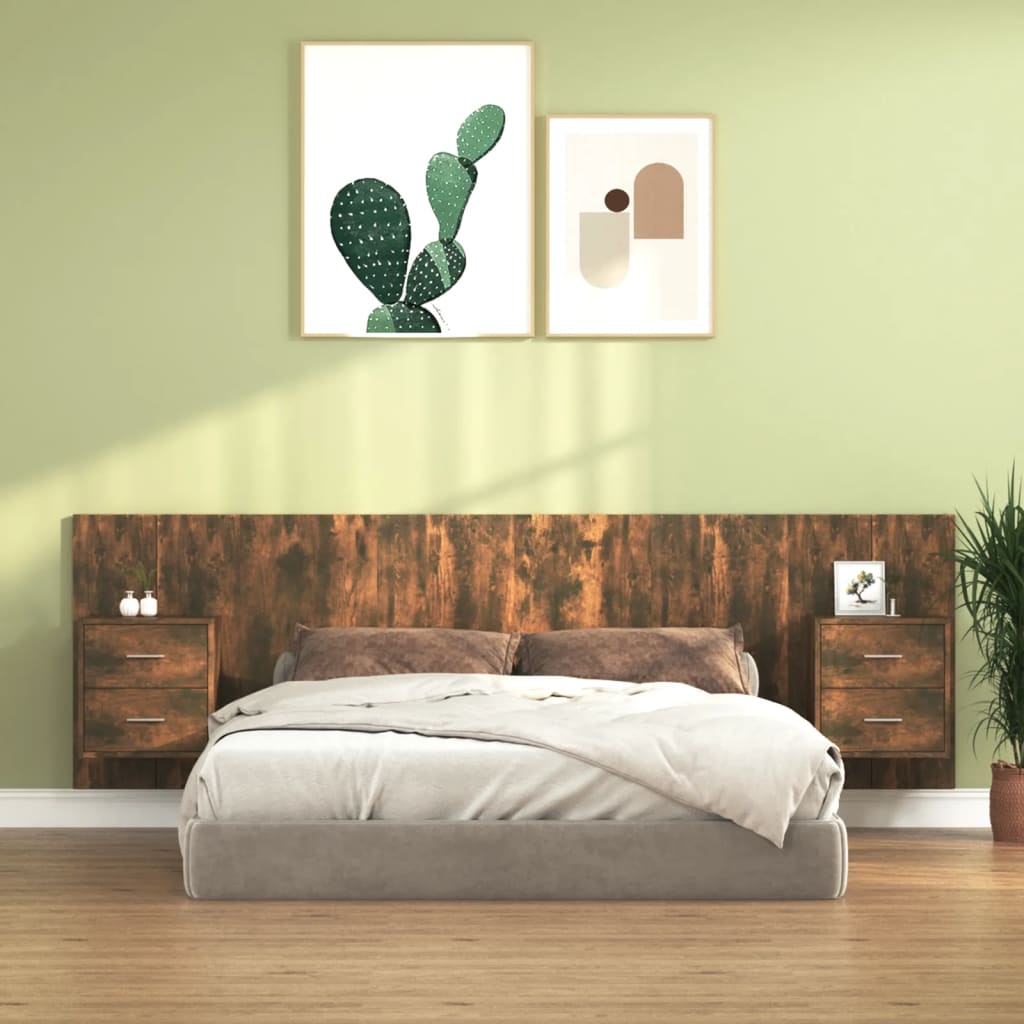 vidaXL Uzglavlje za krevet s ormarićima boja hrasta konstruirano drvo