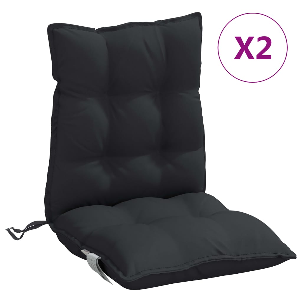 vidaXL Jastuci za stolice s niskim naslonom 2 kom crni tkanina Oxford