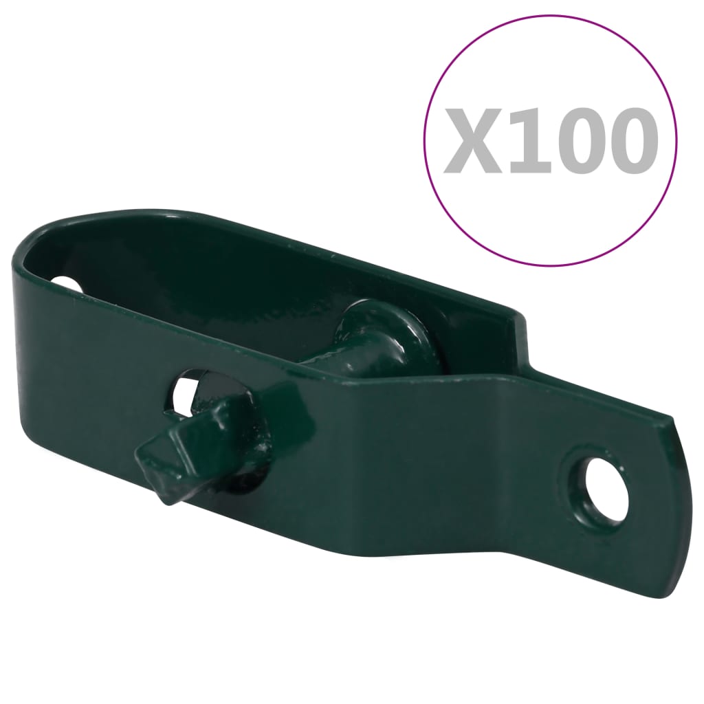 vidaXL Zatezači za žicu za ogradu 100 kom 90 mm čelični zeleni