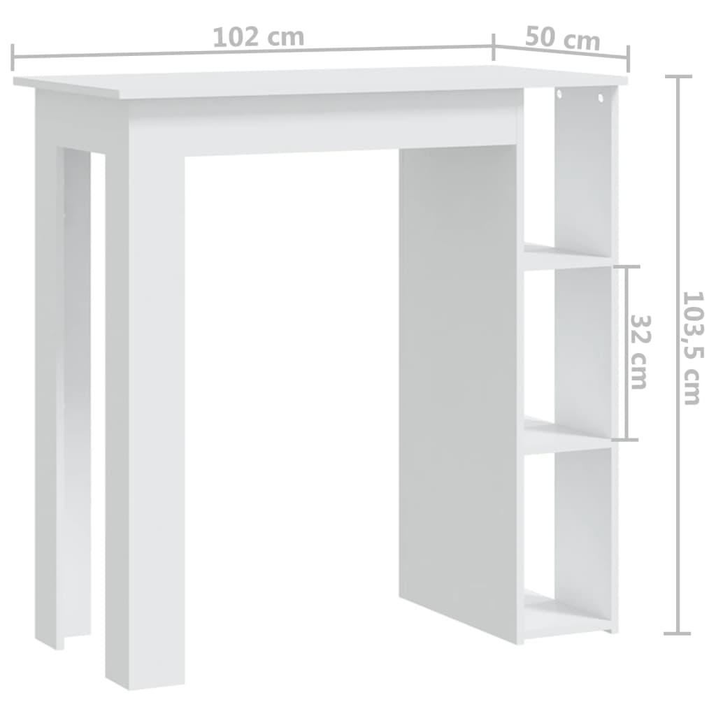 vidaXL Barski stol s policom bijeli 102 x 50 x 103,5 cm od iverice