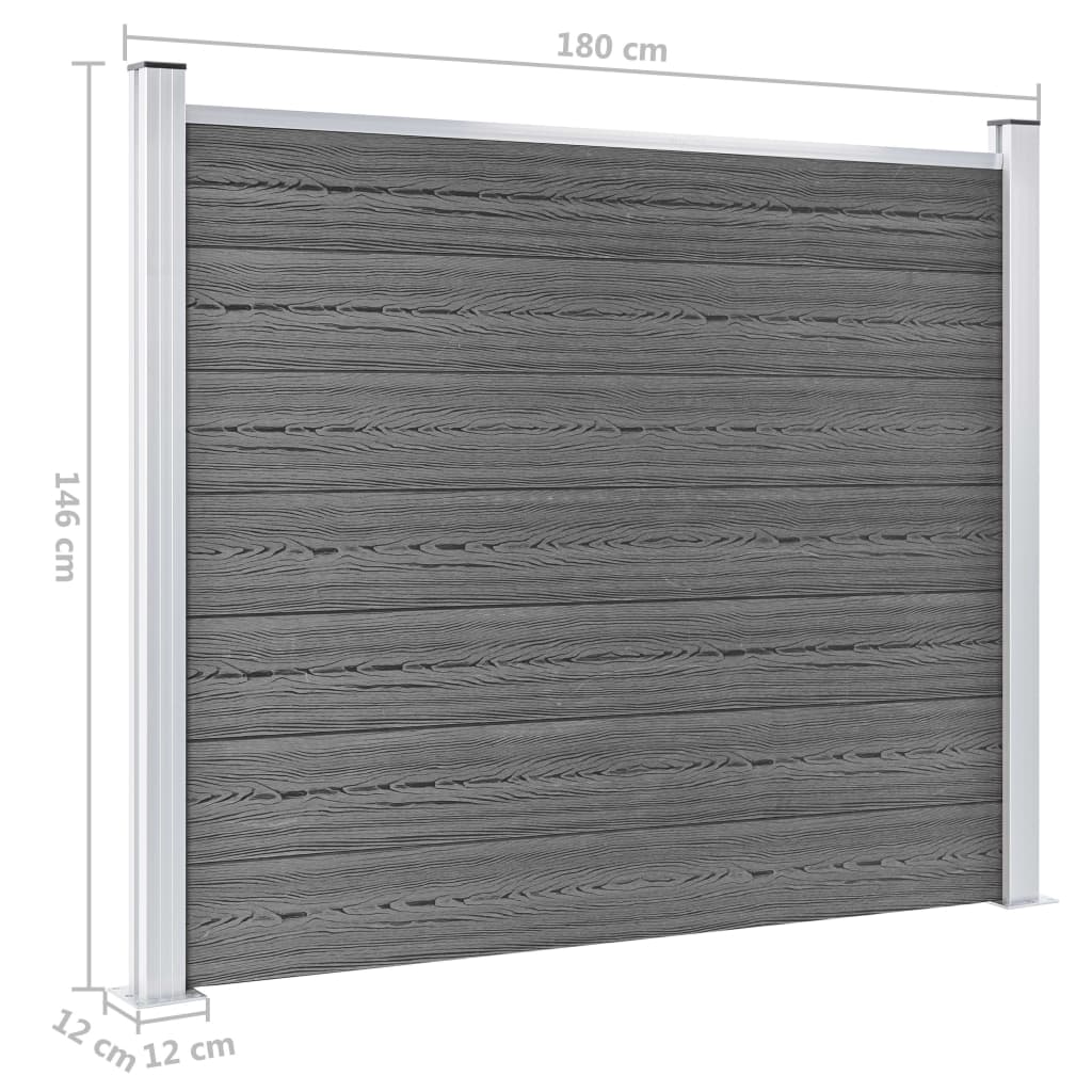 vidaXL Set panela za ogradu WPC 526 x 146 cm sivi
