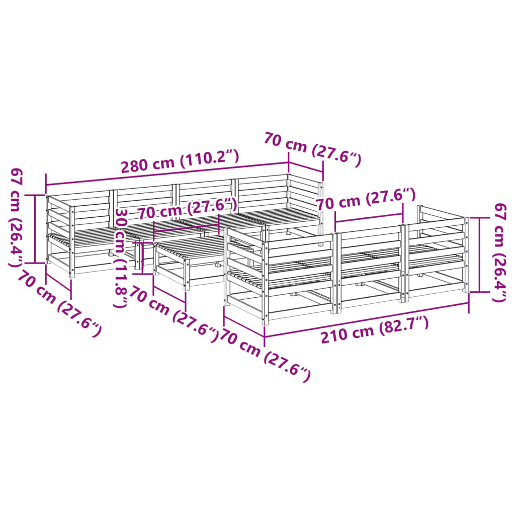 vidaXL 8-dijelni set vrtnih sofa od masivnog drva duglazije