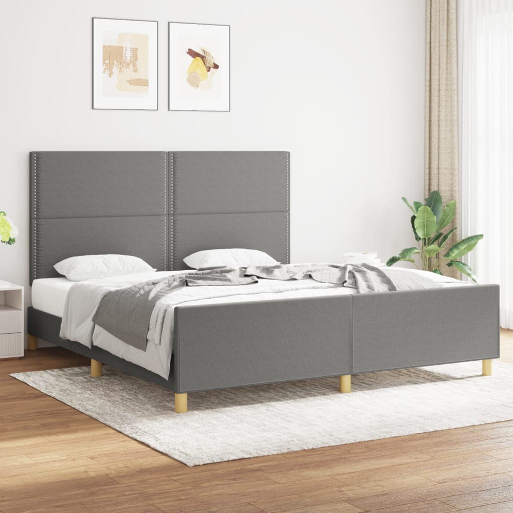 vidaXL Okvir za krevet s uzglavljem tamnosivi 180 x 200 cm od tkanine