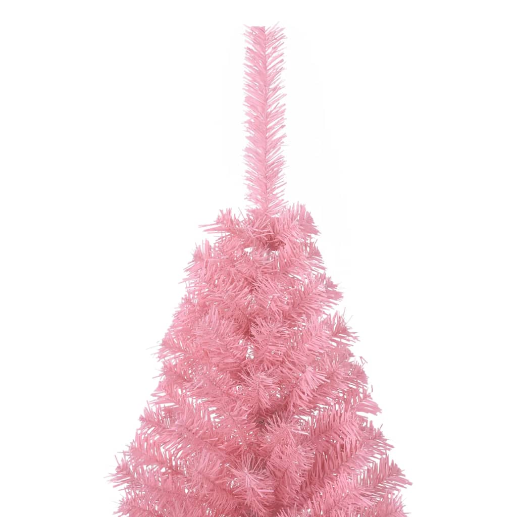 vidaXL Umjetna polovica božićnog drvca sa stalkom ružičasta 150 cm PVC