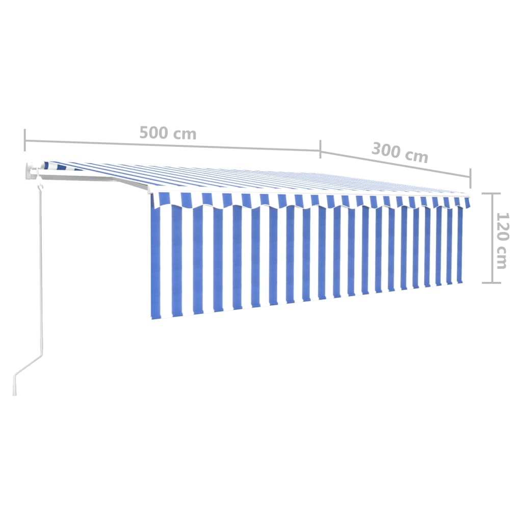 vidaXL Automatska tenda na uvlačenje s roletom 5 x 3 m plavo-bijela