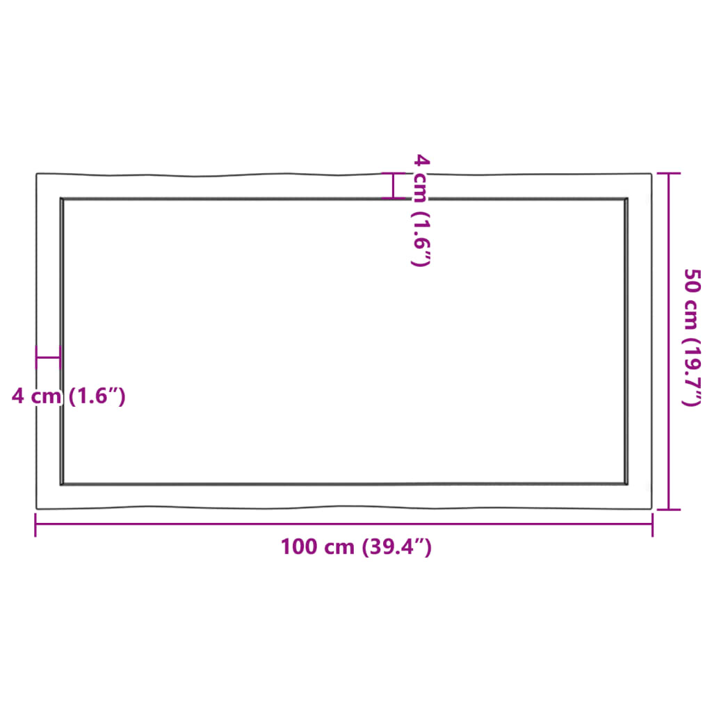 vidaXL Stolna ploča tamnosmeđa 100x50x(2-4) cm obrađena hrastovina