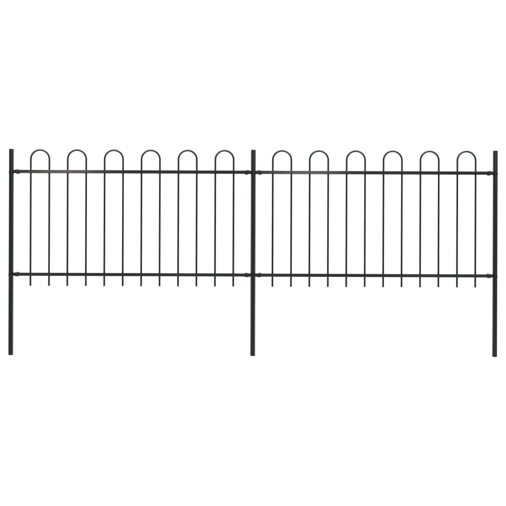 vidaXL Vrtna ograda s ukrasnim lukovima čelična 3,4 x 1 m crna