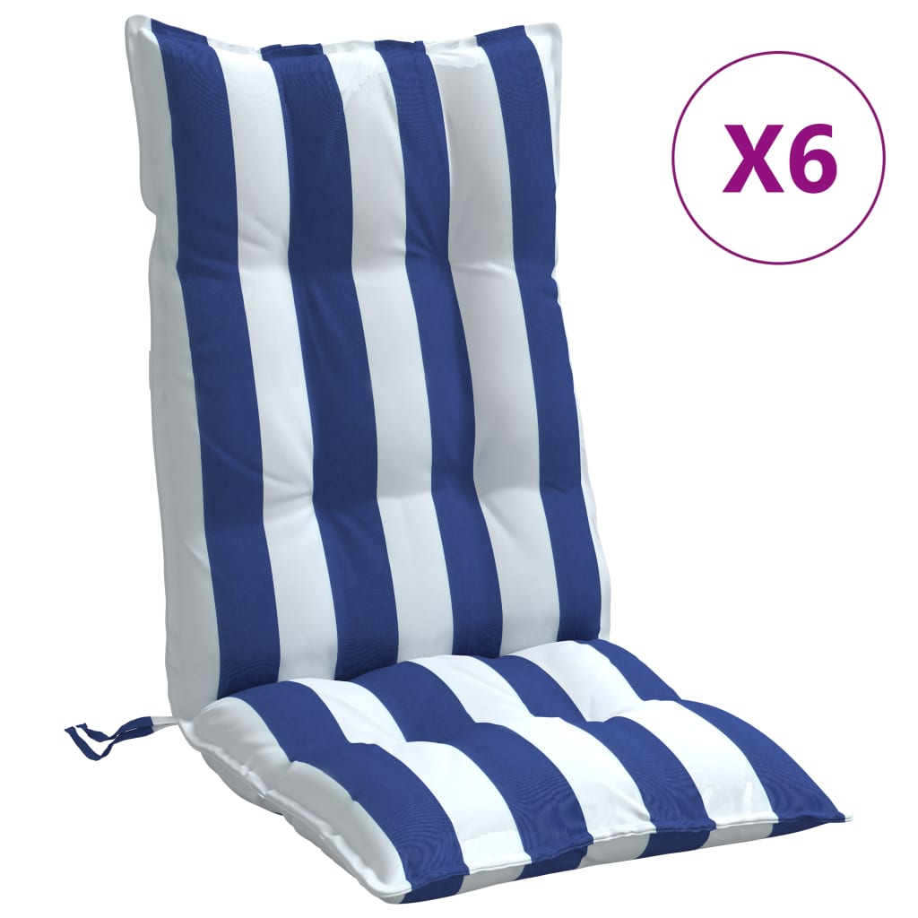 vidaXL Jastuci za visoku stolicu 6 kom plavo-bijele pruge od tkanine
