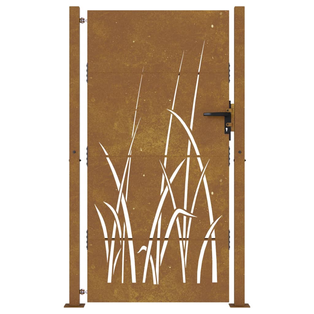 vidaXL Vrtna vrata 105 x 180 cm od čelika COR-TEN s uzorkom trave
