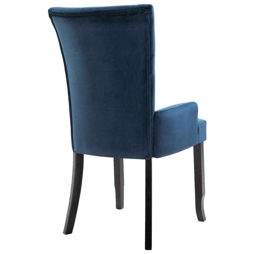 vidaXL Blagovaonska stolica s naslonima za ruke tamnoplava baršunasta