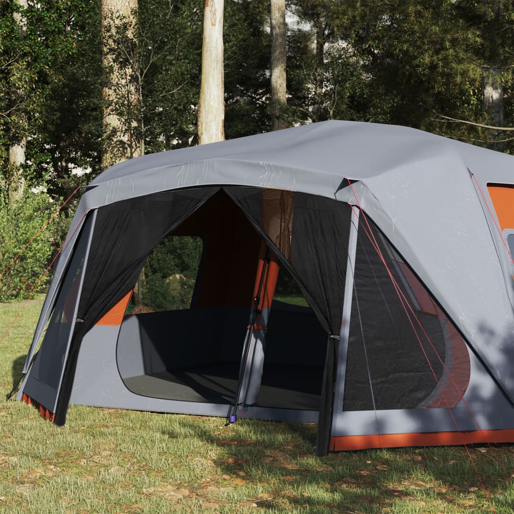 vidaXL Obiteljski šator za 10 osoba sivo-narančasti vodootporni