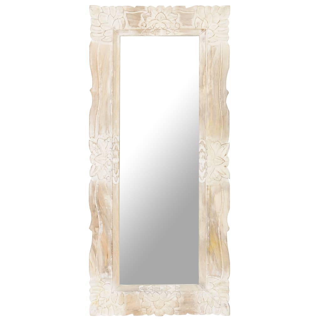 vidaXL Ogledalo bijelo 110 x 50 cm od masivnog drva manga