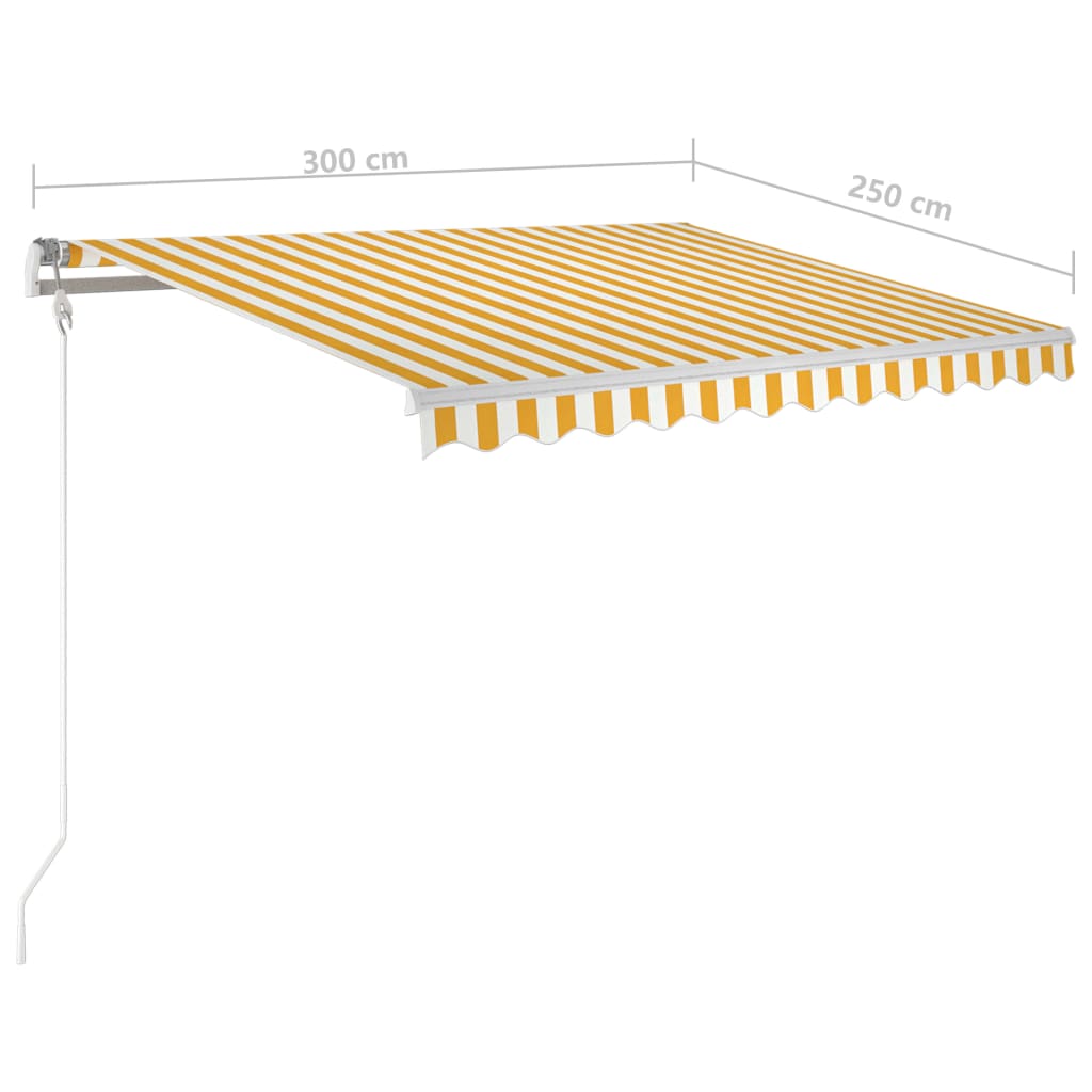 vidaXL Tenda na ručno uvlačenje sa stupovima 3 x 2,5 m žuto-bijela
