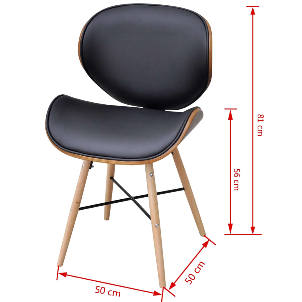 vidaXL Blagovaonske stolice od zaobljenog drva i umjetne kože 6 kom