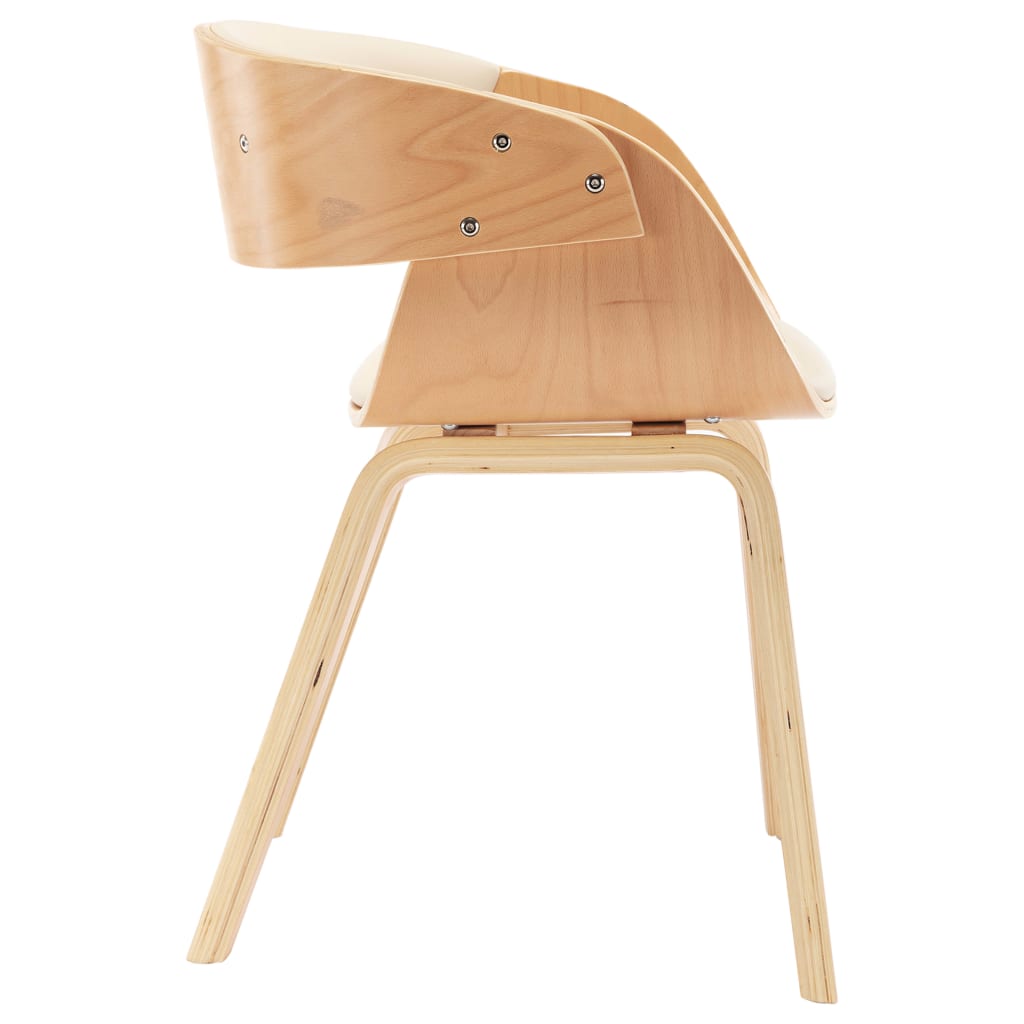 vidaXL Blagovaonske stolice krem 2 kom savijeno drvo i umjetna koža