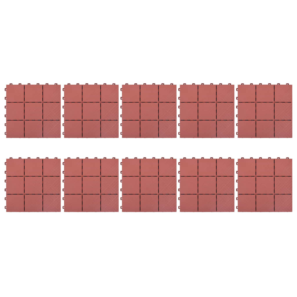 vidaXL Pločice za trijem 10 kom crvene 30,5 x 30,5 cm plastične