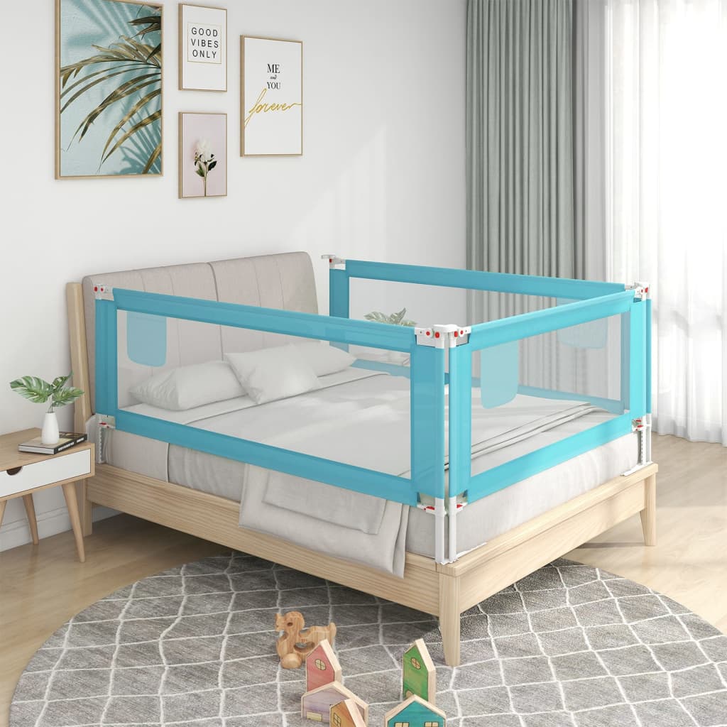 vidaXL Sigurnosna ograda za dječji krevet plava 140 x 25 cm od tkanine