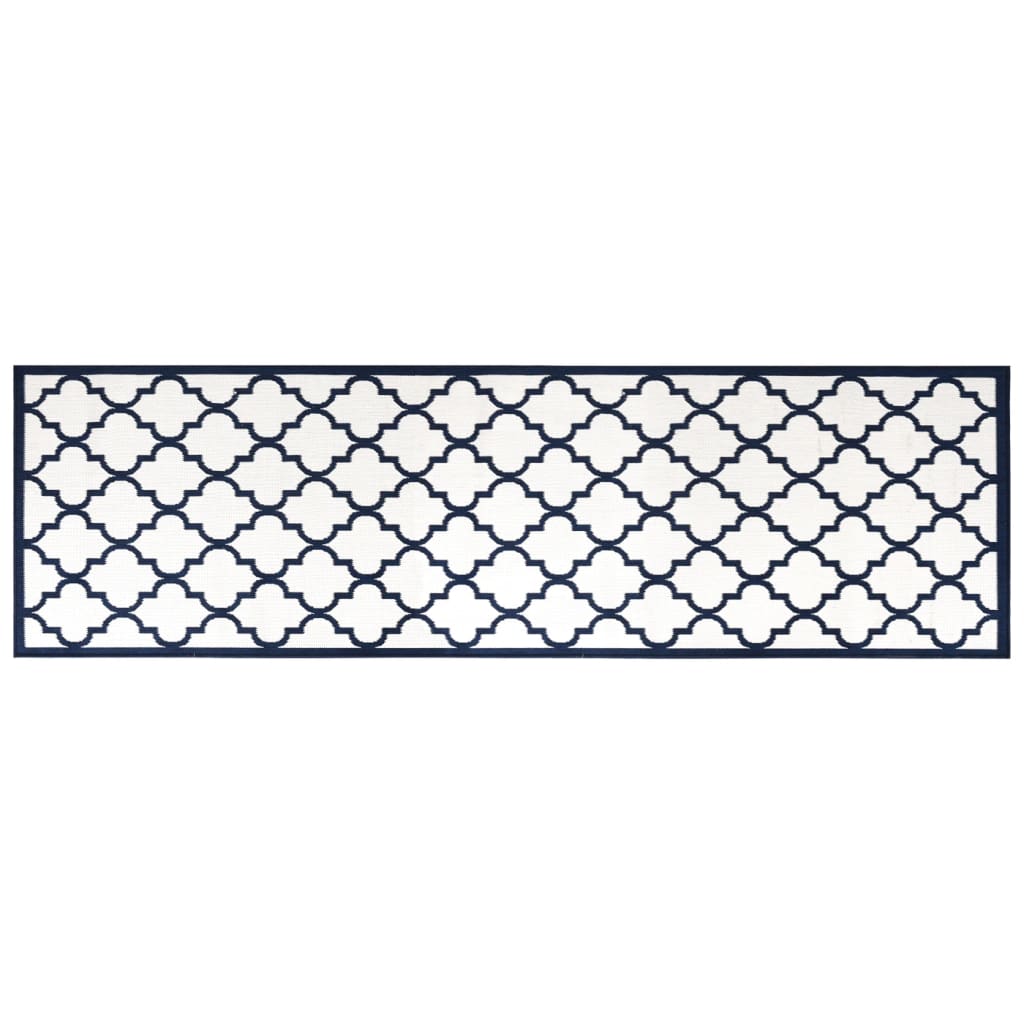 vidaXL Vanjski tepih modro-bijeli 80x250 cm reverzibilni dizajn