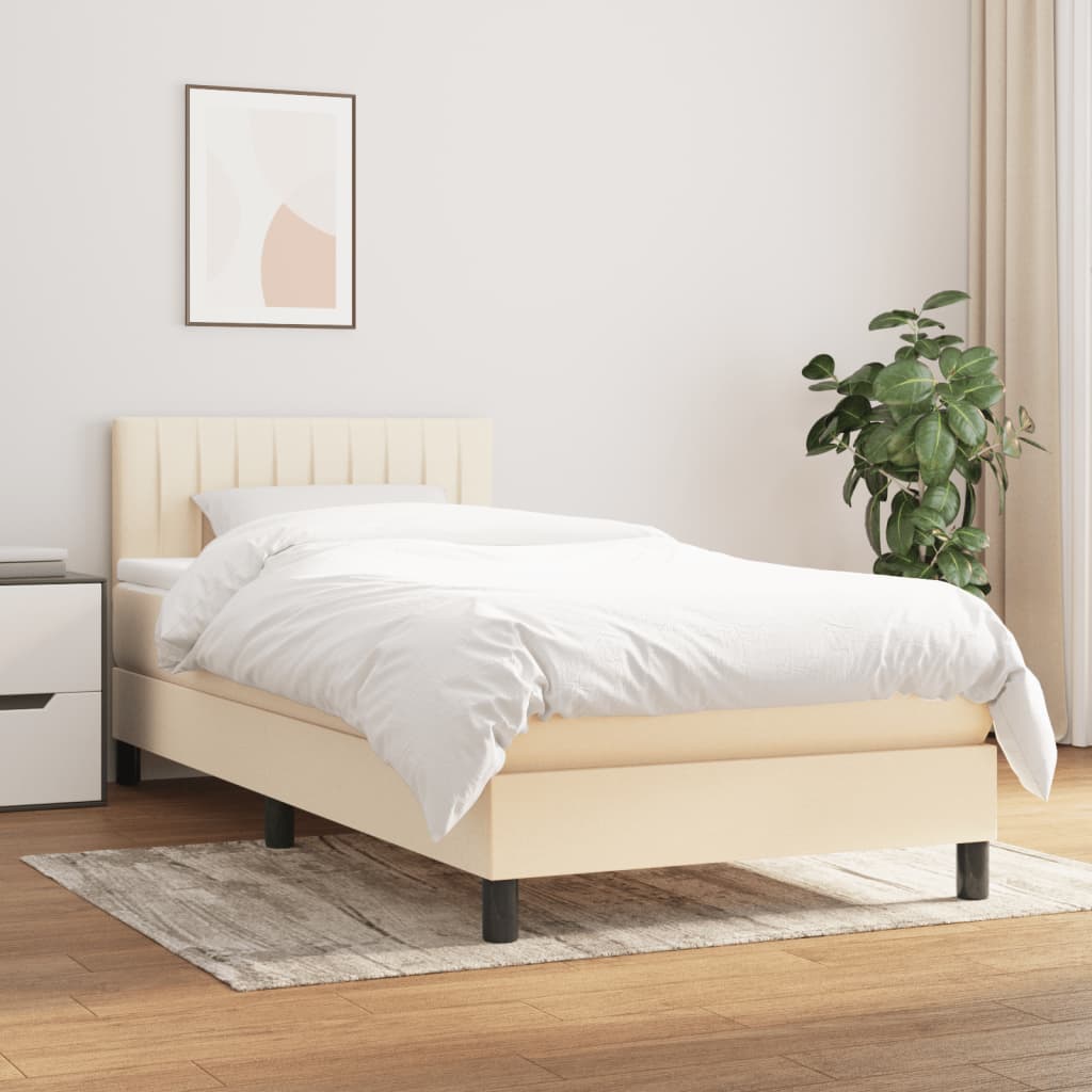 vidaXL Okvir kreveta s oprugama i madrac krem 80x200 cm od tkanine