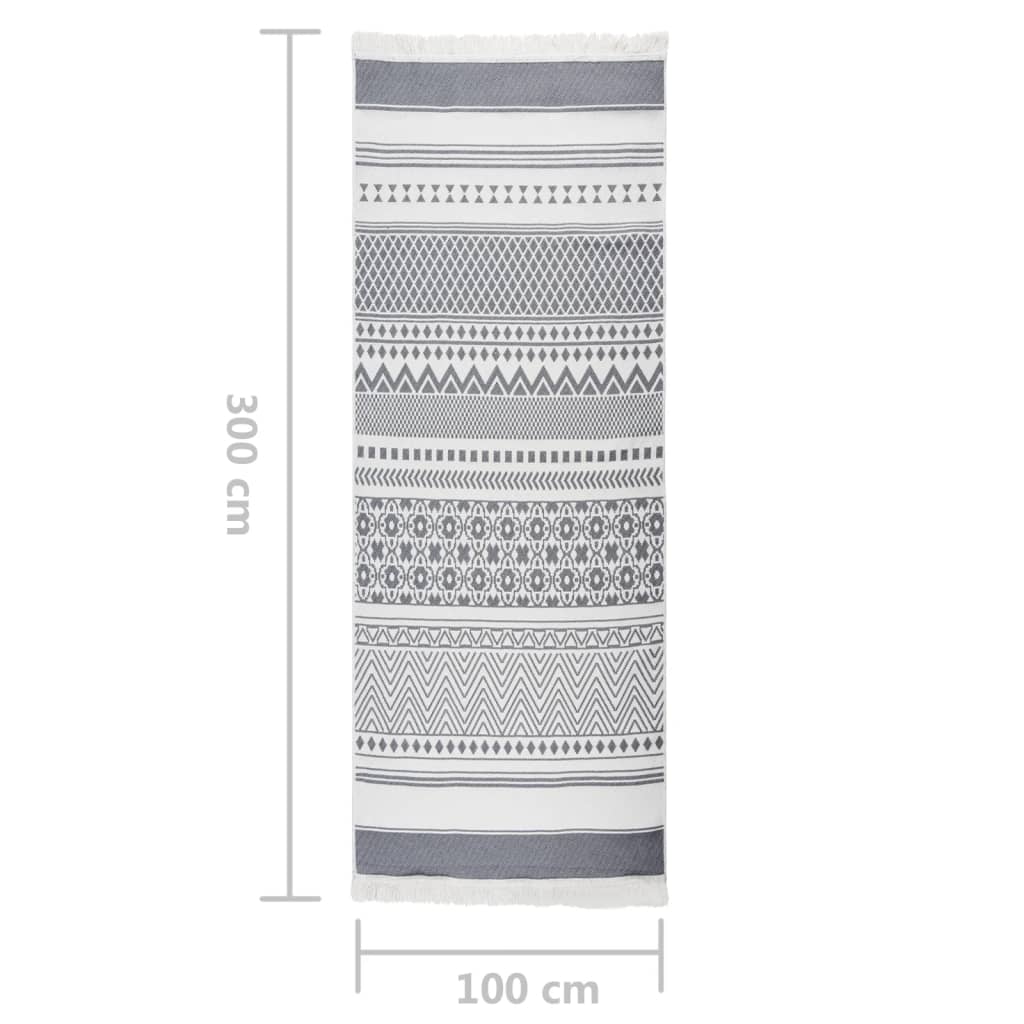 vidaXL Tepih sivo-bijeli 100 x 300 cm pamučni
