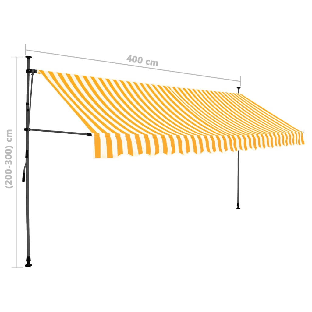 vidaXL Tenda na ručno uvlačenje LED 400 cm bijelo-narančasta