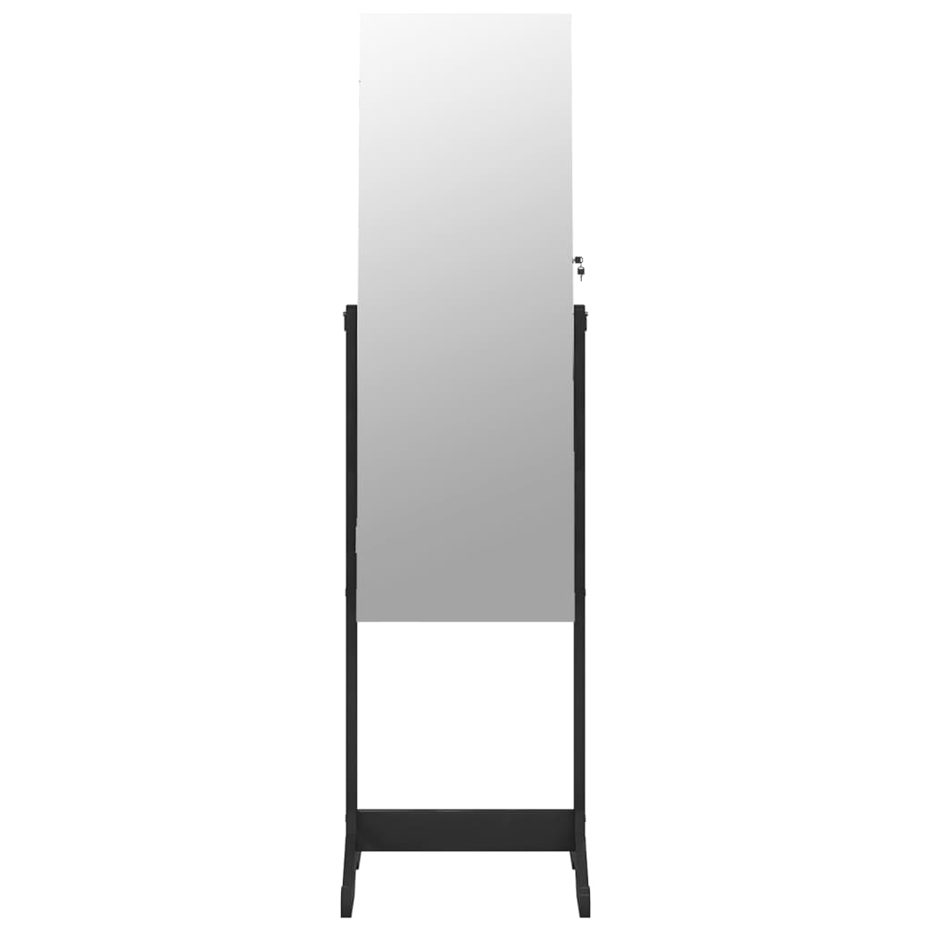 vidaXL Ormarić za nakit s ogledalom samostojeći crni 42 x 38 x 152 cm