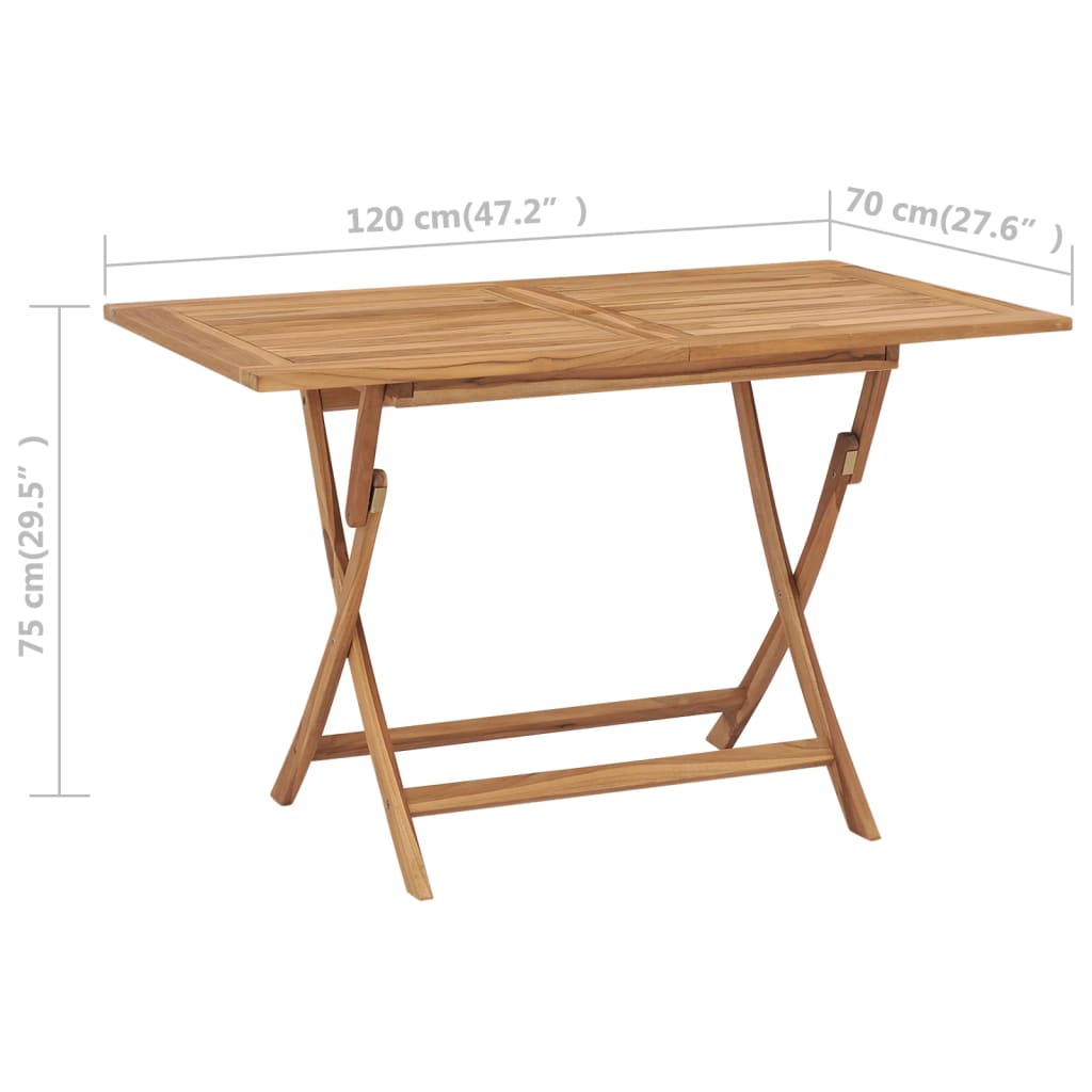 vidaXL Sklopivi vrtni stol od tikovine 120 x 70 x 75 cm