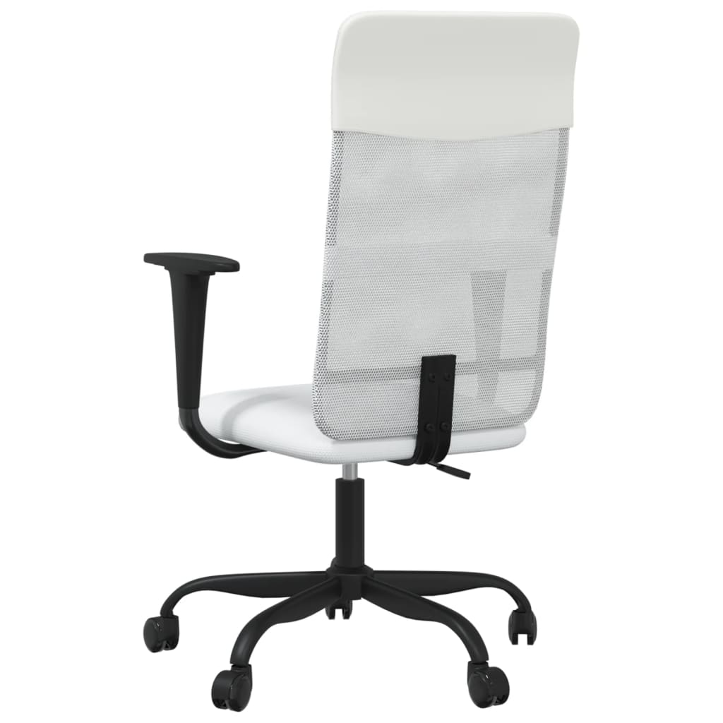 vidaXL Uredska stolica podesive visine tkanina i umjetna koža bijela